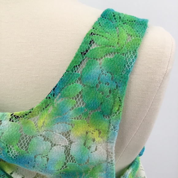 Volcom Custom Tie- Dyed Floral Lace Sheer Tank Top - Picture 6 of 8